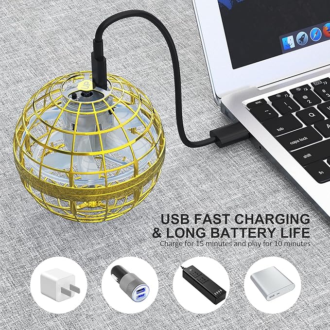 2025 Flying Orb Ball Toy,Cosmic Globe Boomerang Hover Ball Galactic Fidget Spinner, Hand Drone Orbit, Cool Toys Gift for 6 7 8 9 10+ Year Old Boys Girls Teens Outdoor Toys(Golden)