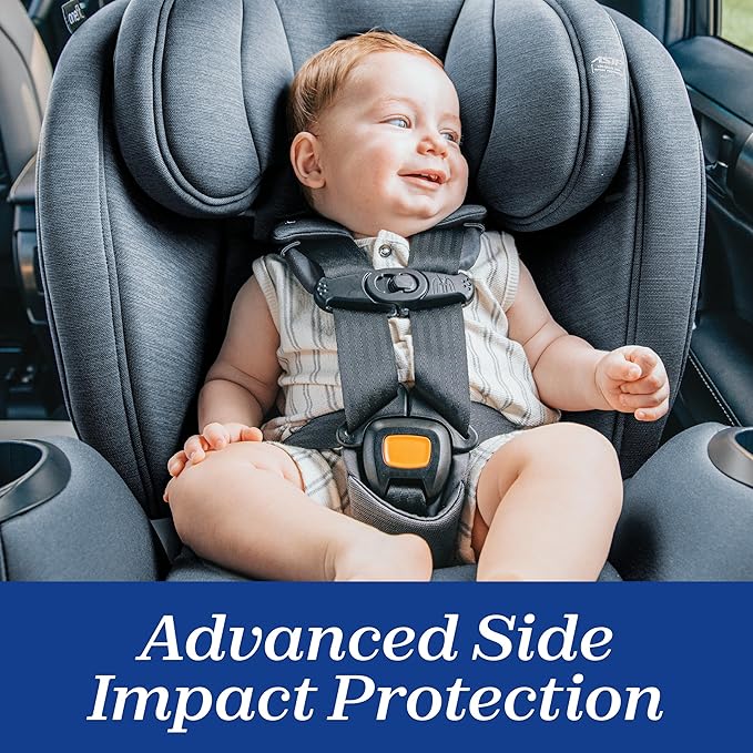 Chicco OneFit LX ClearTex All-in-One Car Seat with LeverLock Installation, Slim Design, Convertible Car Seat, Seat for Infants and Children 5-100 lbs | Ebony/Black