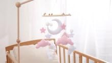 Baby Crib Mobile for Nursery, Pink Mobile Crib, Baby Mobile for Bassinet, Nursery Decor Nursery Hanging Decor Felt Moon Stars Clouds Baby Gift for Boys and Girls
