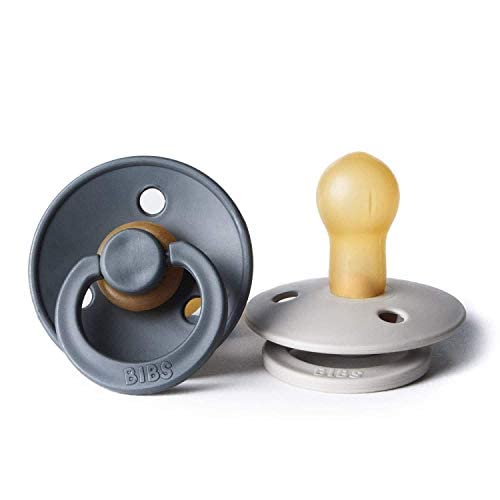 BIBS Pacifiers Colour Collection | Natural Rubber Baby Pacifier | Set of 2 BPA-Free Soothers | Made in Denmark | 0+ Months (Pack of 2) | Sand/Iron