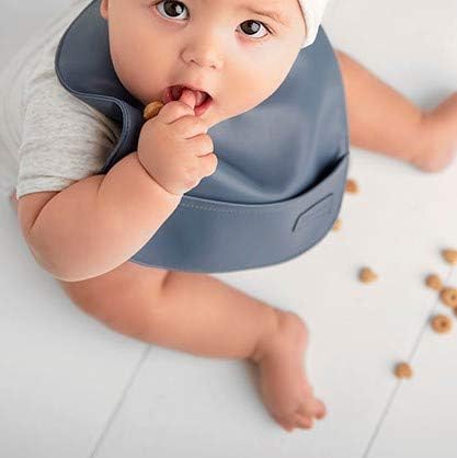 Vegan Leather Easy Clean Baby Bibs with Practical Pocket and Snaps - Great for Feeding and Teething Infants 0-12 Months