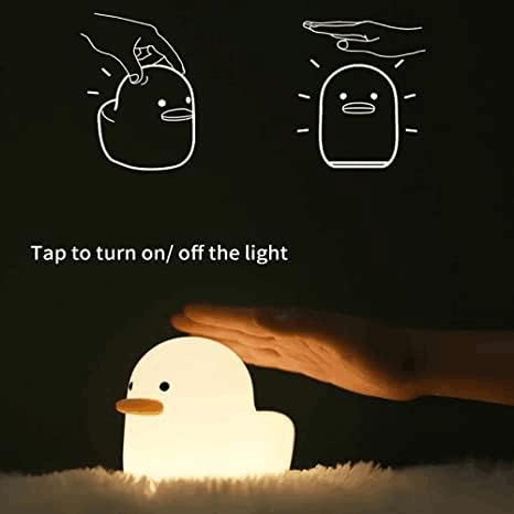 BFYCHYC Home Duck Night Light Cute Animal Silicone Nursery Rechargeable ABS+PC Table Bedside Lamp Timer Setting with Touch Sensor for Bedroom Breastfeeding Kid Home Decoration White HL-16