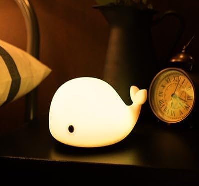 Cute Kids Night Light & Lamp - Portable Silicone Battery LED Nightlight for Kids Bedroom, Toddler, Baby - Nursery (Whale)