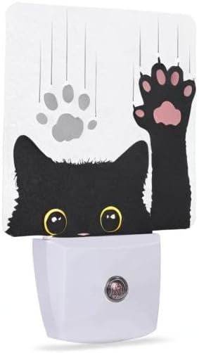 Black Cat Night Light,Cute Funny Cat Night Lights Plug into Wall for Boys Girls, Led Lamp for Stairway/Hallway/Bedroom 0.5W Nightlight Sleep Friendly