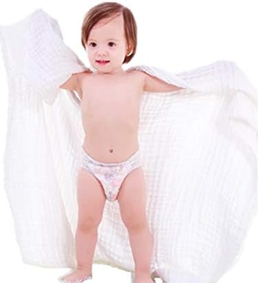 Baby Towels Muslin Bath Towel 3Pack Infant Towels for Newborn Boy Girl 6 Layers Ultra Soft Cotton Toddler Towel for Baby's Delicate Skin 40x 40 Inch (White & Pink)