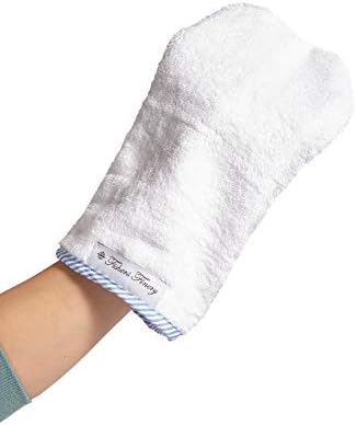 Fishers Finery Bamboo Viscose Baby Hooded Bath Towel & Washcloth Set - Unique Mitten Design (Blue)