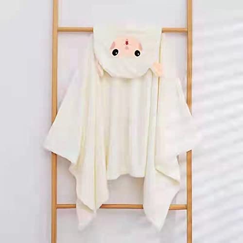 ROMASA Baby Bath Towel Ultra Soft Hooded Towel Highly Absorbent Bathrobe Blanket Toddlers Shower Gifts for Boys Girls-27.5" x 55" (White)