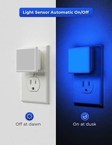 L LOHAS LED Blue Night Lights Plug into Wall 2-Pack, 0.3W Plug in Night Light, Dusk to Dawn, Bright Nightlight Auto-On/Off, for Adults Kids Room Bedroom Bathroom Hallway Kitchen, Non-Dim