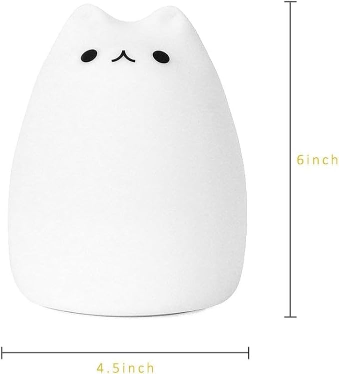 Celebrity Cat USB Rechargeable Silicone 7-Color Changing LED Night Light for Kids & Baby, Nursery & Bedroom Nightlights, Christmas Gifts