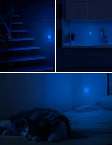L LOHAS LED Blue Night Lights Plug into Wall 2-Pack, 0.3W Plug in Night Light, Dusk to Dawn, Bright Nightlight Auto-On/Off, for Adults Kids Room Bedroom Bathroom Hallway Kitchen, Non-Dim