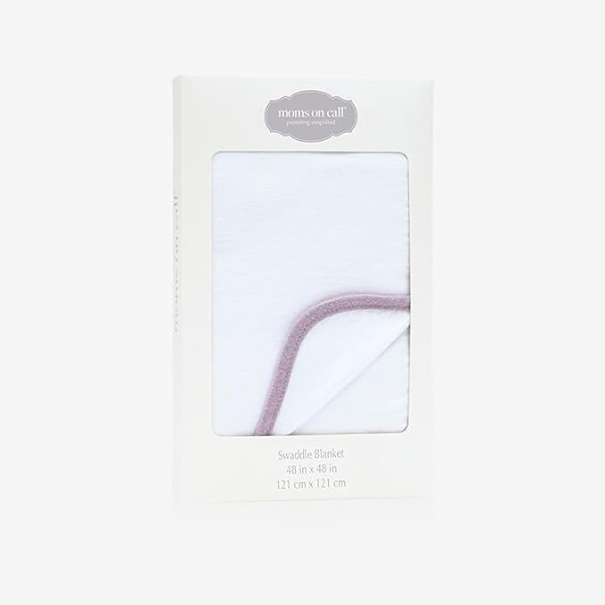 MOMS ON CALL Baby & Newborn Swaddle Blanket | 0-3 Months | Nursery Baby Gift | 48 X 48 Inch | 100% Cotton | Peaceful Lilac with Gift Box