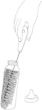 Brushtech Foam-Tipped Baby Bottle Brush, Pack of 2 - Durable & Soft Bristles & Foam Tip for Deep Bottle Cleaning - Made in USA, Cleaning Tools for Glass & Plastic Bottles