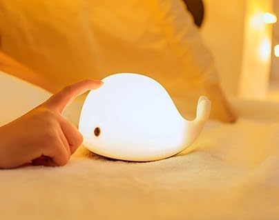 Cute Kids Night Light & Lamp - Portable Silicone Battery LED Nightlight for Kids Bedroom, Toddler, Baby - Nursery (Whale)