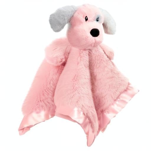 Puppy Baby Security Blanket for Toddler Infant Newborn Boys and Girls Soft Lovey Stuffed Animal with Plush Fabric and Satin Backing, Lovely Snuggle Toy, Pink 13.5 Inch