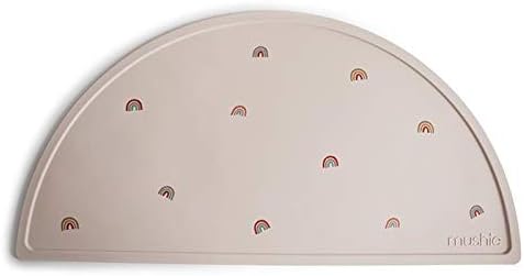 mushie Silicone Placemat for Kids | BPA-Free Non-Slip Design (Rainbows)