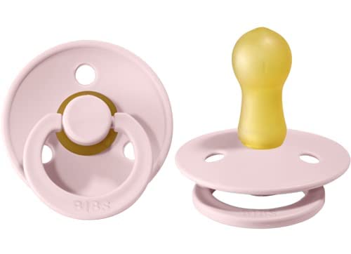 BIBS Pacifiers Colour Collection | Natural Rubber Baby Pacifier | Set of 2 BPA-Free Soothers | Made in Denmark | 0+ Months (Pack of 2) | Blossom