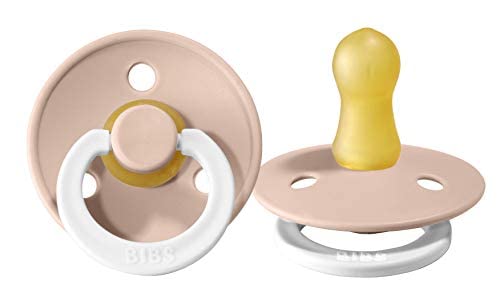 BIBS Pacifiers Colour Collection | Natural Rubber Baby Pacifier | Set of 2 BPA-Free Soothers | Made in Denmark | 18+ Months (Pack of 2) | Blush Night