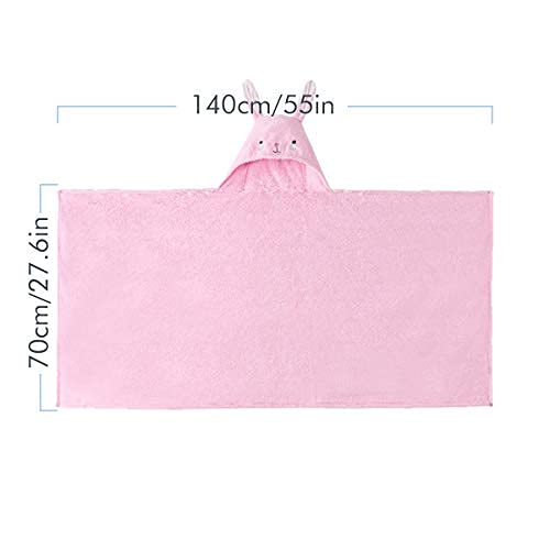 ROMASA Toddler Hooded Bath Towel Ultra Soft Towel Highly Absorbent Bathrobe Blanket for Boys Girls- 27.5" x 55"(Pink Rabbit-Shape)