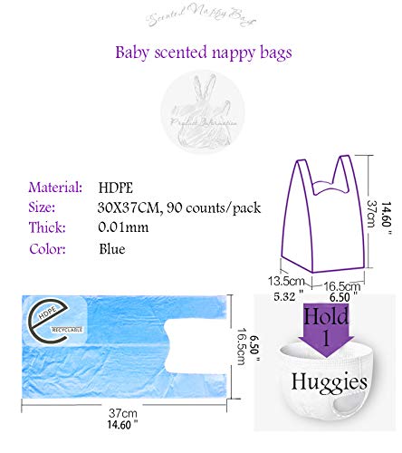 Diaper Disposal Bags for Baby,On The Go,Fresh Light Baby Powder Faint Scented,Easy Tie Handles, Diaper Bags Disposable for Diaper Sacks Poop Pet Trash Bags Or Dirty Costumes, 270 Bags, Blue