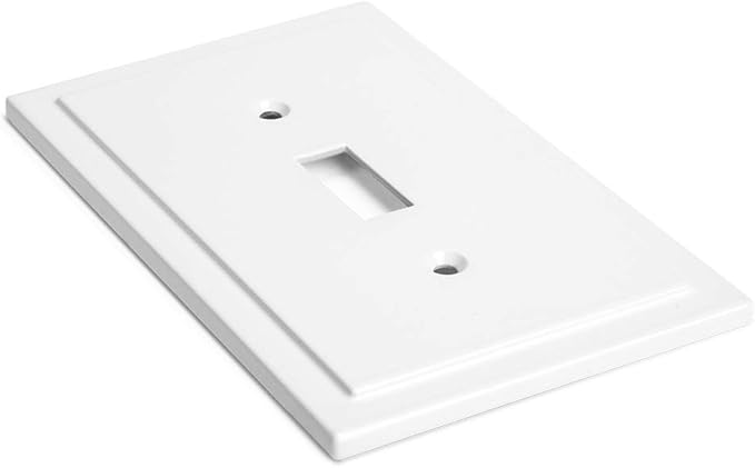 Modern Edge Decorative Wall Plate Switch Plate Outlet Cover, Durable Solid Zinc Alloy (Single Toggle 3PK, White)