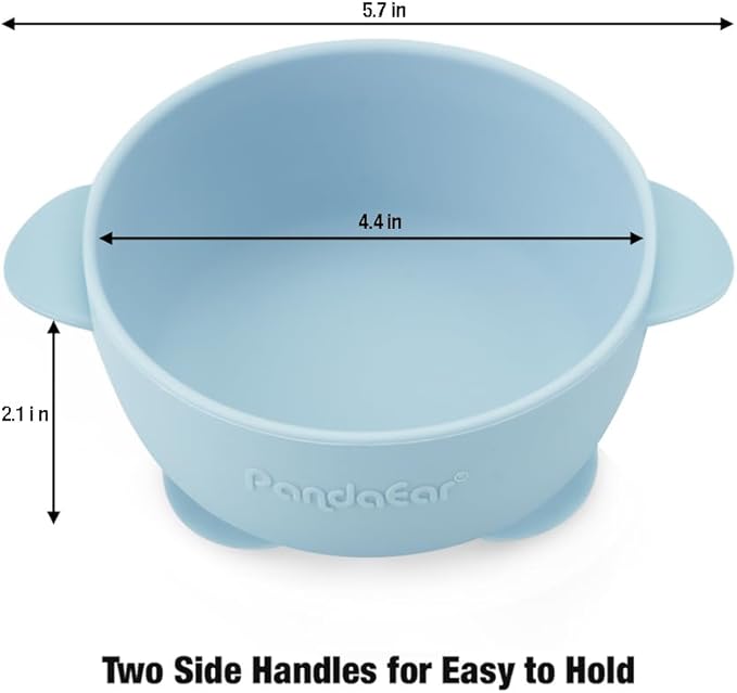 PandaEar 3 Pack Baby Suction Bowls, Stay Put Silicone Food Bowl Babies Led Weaning Supplies for Kids Toddlers, BPA-Free -Blue/Green/Brown
