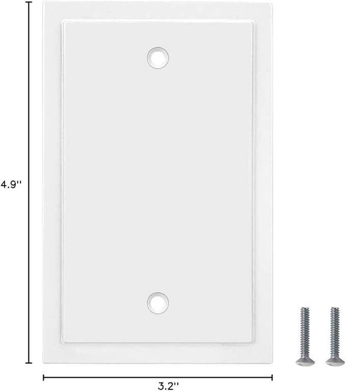 Modern Edge Decorative Wall Plate Switch Plate Outlet Cover, Durable Solid Zinc Alloy (Single Blank, 2 Pack, White)