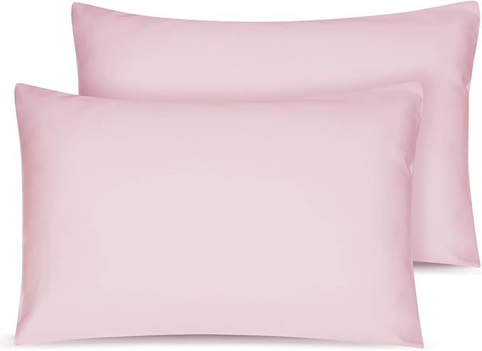Organic Cotton Toddler Pillowcase 2 Pack, 14 x 20 Travel Pillow Case Cover for Babies, Kids, Boys and Girls, Soft and Breathable Small Pillow Cases with Envelope Closure, Pink