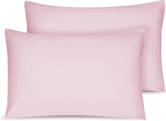 Organic Cotton Toddler Pillowcase 2 Pack, 14 x 20 Travel Pillow Case Cover for Babies, Kids, Boys and Girls, Soft and Breathable Small Pillow Cases with Envelope Closure, Pink
