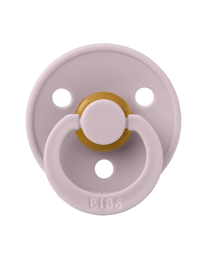 BIBS Pacifiers Colour Collection | Natural Rubber Baby Pacifier | Set of 2 BPA-Free Soothers | Made in Denmark | 0+ Months (Pack of 2) | Blossom/Dusky Lilac