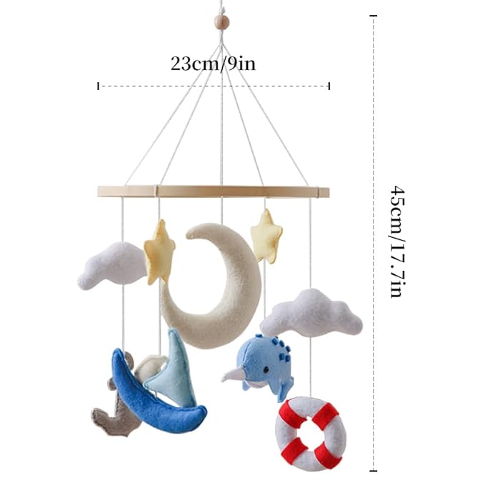 GOODMOM Seaside Nursery Mobile for Boys & Girls - Handmade Staycation Baby Mobile for Crib - Baby Crib Mobile COAST Theme Accessories with Sailboat |Easy Assembly & Sturdy Structure |Gift for Newborns