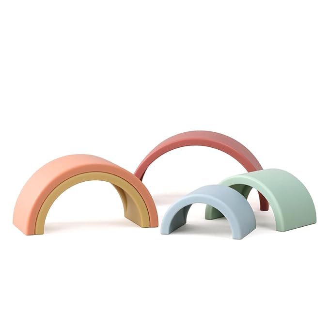Itzy Ritzy Rainbow Stacker Toy - Includes 5 Arches for Stacking; Helps Develop Hand-Eye Coordination; Rainbow