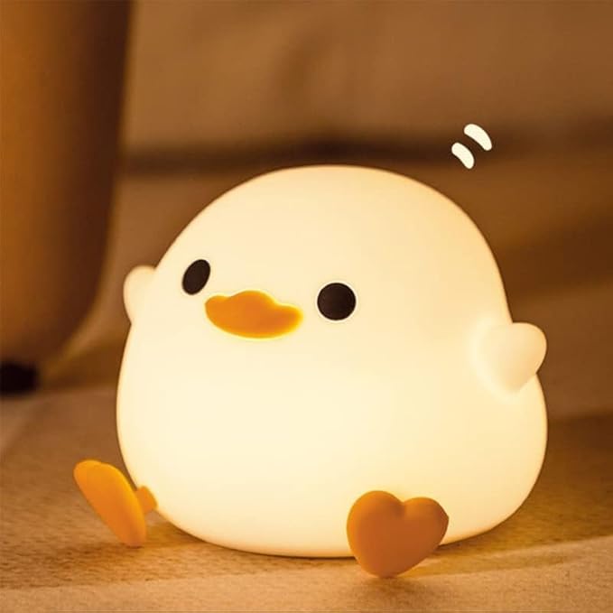 Duck Night Light, Dodo Duck Lamp Silicone LED Table Lamp, Rechargeable Ducky Light with Touch Control Timer, Nursery Bedside Lamp for Kids Bedroom Room Decor