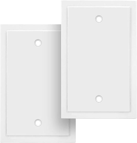Modern Edge Decorative Wall Plate Switch Plate Outlet Cover, Durable Solid Zinc Alloy (Single Blank, 2 Pack, White)