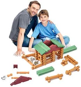 Wondertoys 170 Pieces Wood Logs Set Ages 3+, Classic Building Log Toys for Boy, Creative Construction Engineering Educational Gifts