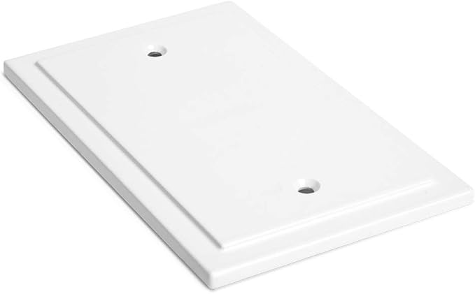Modern Edge Decorative Wall Plate Switch Plate Outlet Cover, Durable Solid Zinc Alloy (Single Blank, 2 Pack, White)