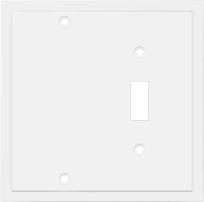 Modern Edge Decorative Wall Plate Switch Plate Outlet Cover, Durable Solid Zinc Alloy (Blank/Toggle, White)