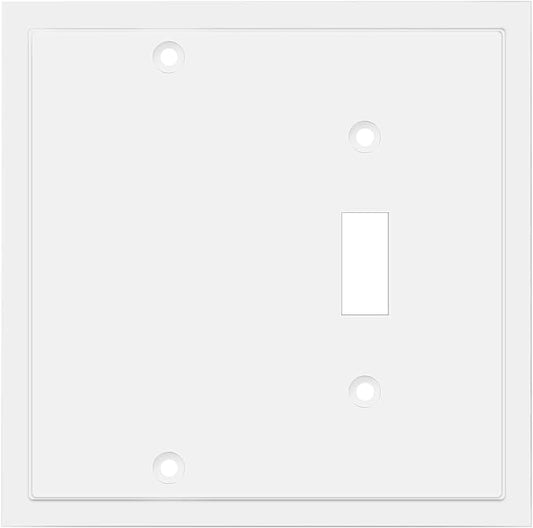 Modern Edge Decorative Wall Plate Switch Plate Outlet Cover, Durable Solid Zinc Alloy (Blank/Toggle, White)