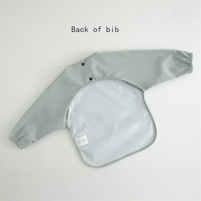 GZMM Waterproof Baby Bibs,Infant Toddler Long Sleeve Feeding Bib With Food Catcher,Wipe Clean & Washable