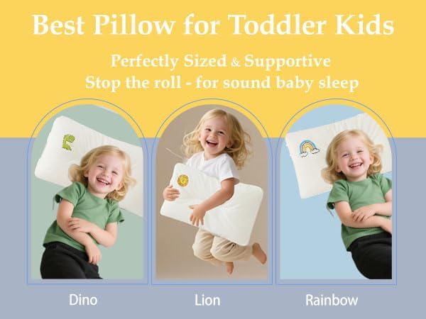 Toddler Pillow for 2,3,4,5 Years Old-11”x 17”-100% Cotton Machine Washable Soft and Breathable Kids Pillows, Small Toddler Pillow for Sleeping,Travel,Crib Bed,Daycare