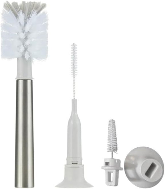 3-in-1 Stainless Bottle Brush for Baby Bottles - Water Bottle Brush Cleaner with Nipple and Straw Brush, Long Bottle Washer, Cup and Tumbler Cleaner Brush. (Pack of 1)