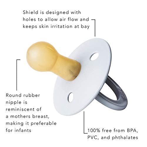 BIBS Pacifiers Colour Collection | Natural Rubber Baby Pacifier | Set of 2 BPA-Free Soothers | Made in Denmark | 6+ Months (Pack of 2) | Sage Night