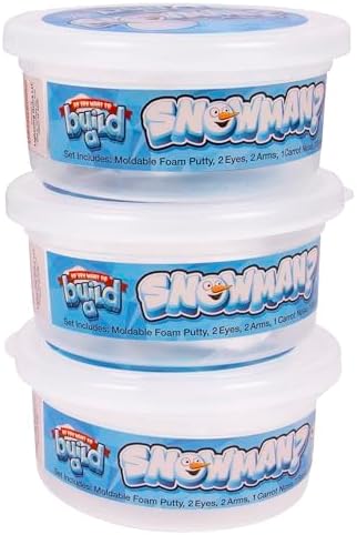 Kangaroo Build a Snowman Kit Snowballs Toys for Kids - Snow Play Winter Toys Christmas Crafts for Kids - Snowman Clay Craft Kit Toddlers Stocking Stuffers Halloween Playdough for Kids and Adults