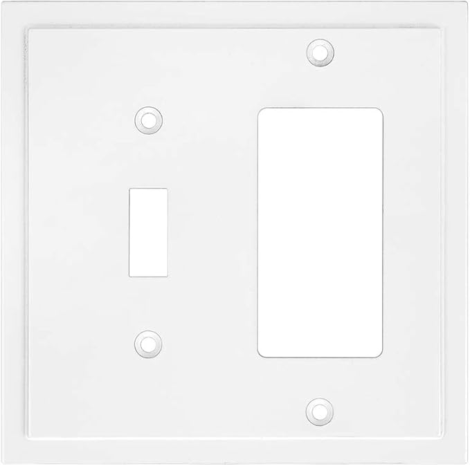 Modern Edge Decorative Wall Plate Switch Plate Outlet Cover, Durable Solid Zinc Alloy (Toggle/Decorator, White)