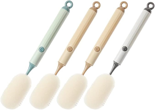 Amosfun 4Pcs Long Handle Cup Cleaning Brush Sponge Brush for Bottles Wine Glasses and Tumblers Safe Lightweight Household Cleaning Tool