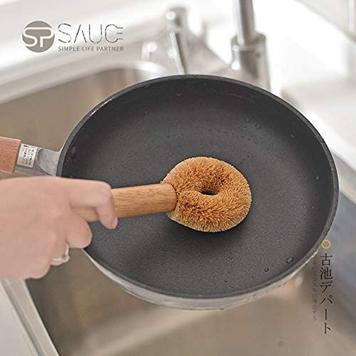 Wodden Cleaning Brush, Bottle Washing Brush, Pan Scrub Brush, Natural Coconut Fiber Brush Head , Sturdy, Deep Cleaning, Eco-Friendly