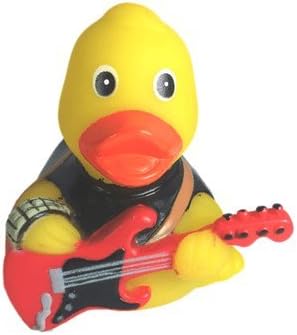 3" Rock n' Roll Rubber Duck [Sealed Hole, Floats Upright] - Baby Safe Bathtub Bathing Toy