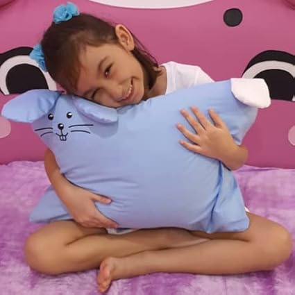 kinder Fluff Kids Pillow & Pillowcase Set - 233T Cotton Pillow Covers & Down Alternative Pillow Fill - Hypoallergenic Kids Pillows for Small Children - Children & Travel Pillows Kid - 13x18in Blue