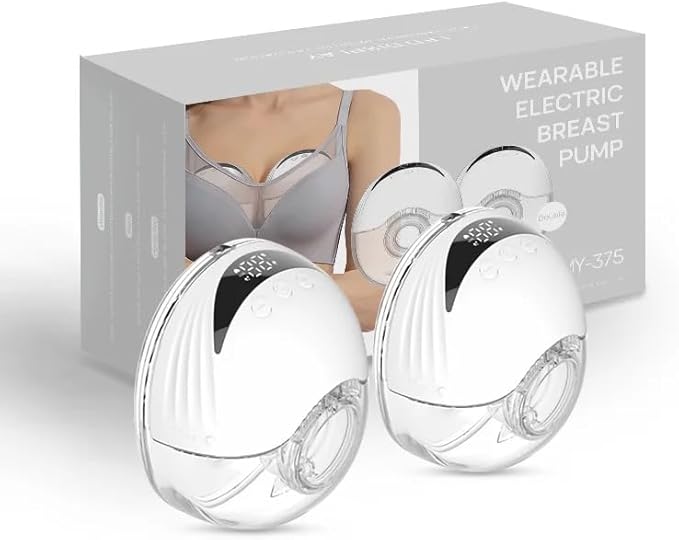 Wearable Electric Breast Pump, Variable Frequency, 4 Modes, Anti-Backflow Design, White