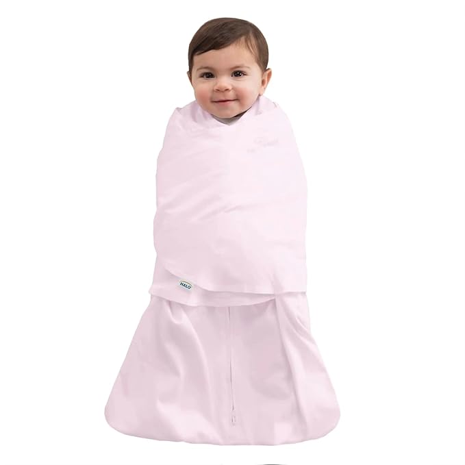 HALO Micro-Fleece Sleepsack Swaddle, 3-Way Adjustable Swaddle Blanket for Newborn and Infants, TOG 3.0 for Cold Climates, Hip Healthy, Soft Pink, Newborn, 0-3 Months