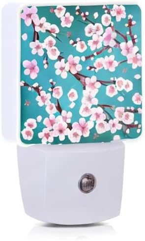 Spring Flowers Night Light,Cherry Blossom Night Lights Plug into Wall Dusk to Dawn Sensor Led Lamp for Women Men,Led Lights for Stairway/Hallway/Bedroom